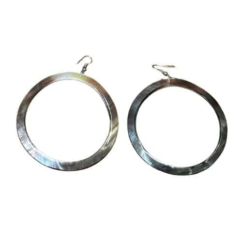 Large pearl shell hoop earrings